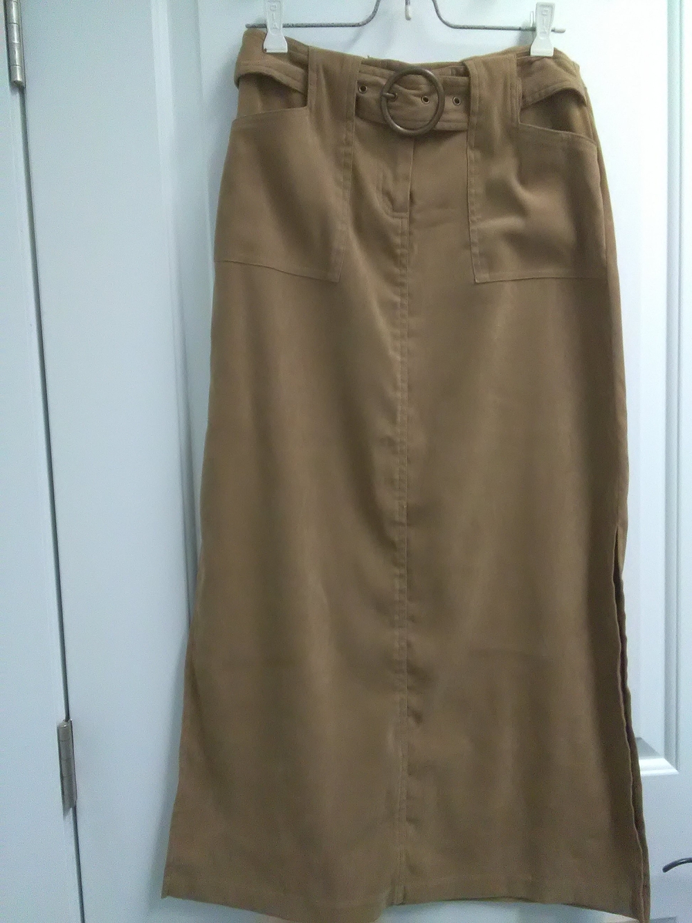 Belted Maxi Skirt in Tan